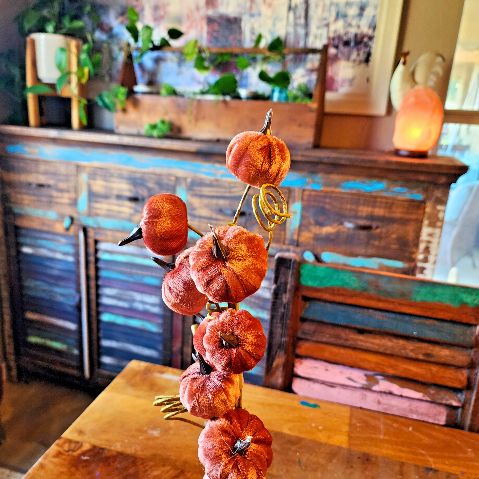 Velvet Pumpkin Floral Picks | Fall Harvest Stems | Rustic Autumn Centerpiece Dec