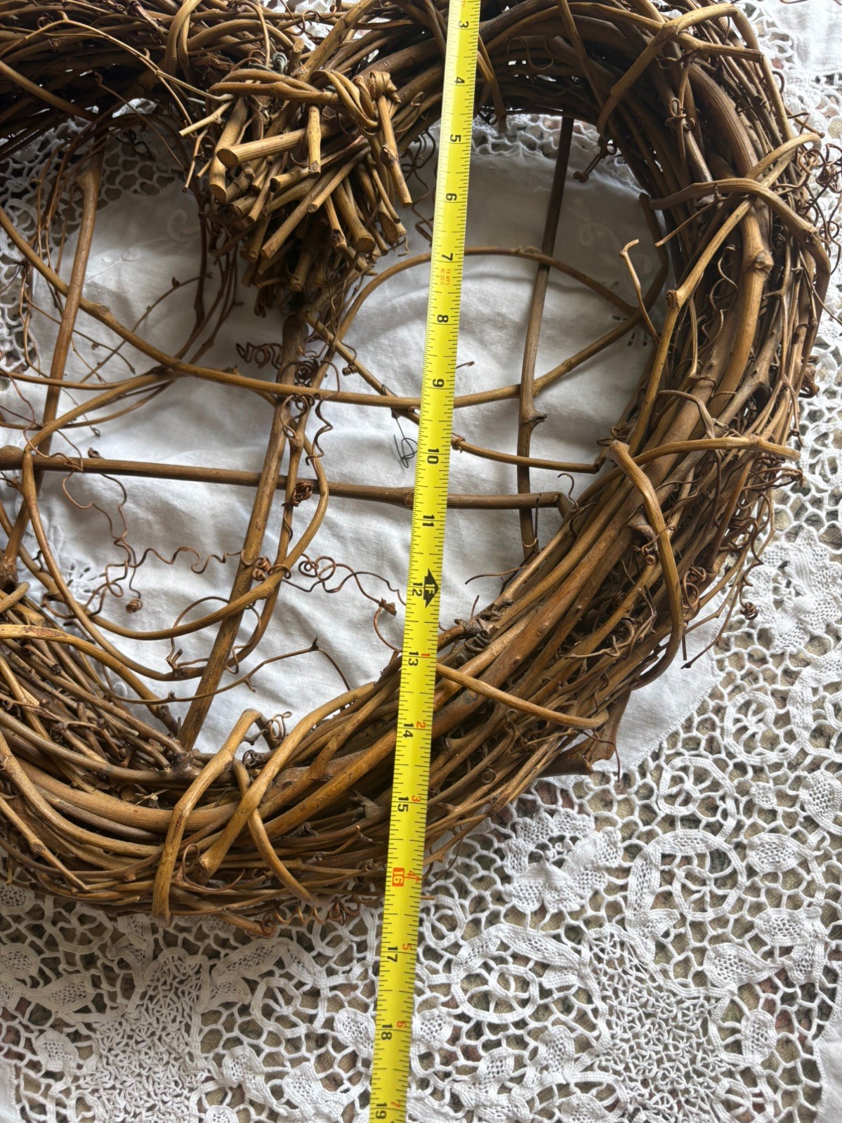 Natural Grapevine Wreath Vintage 18 inch Primitive Farmhouse Decor