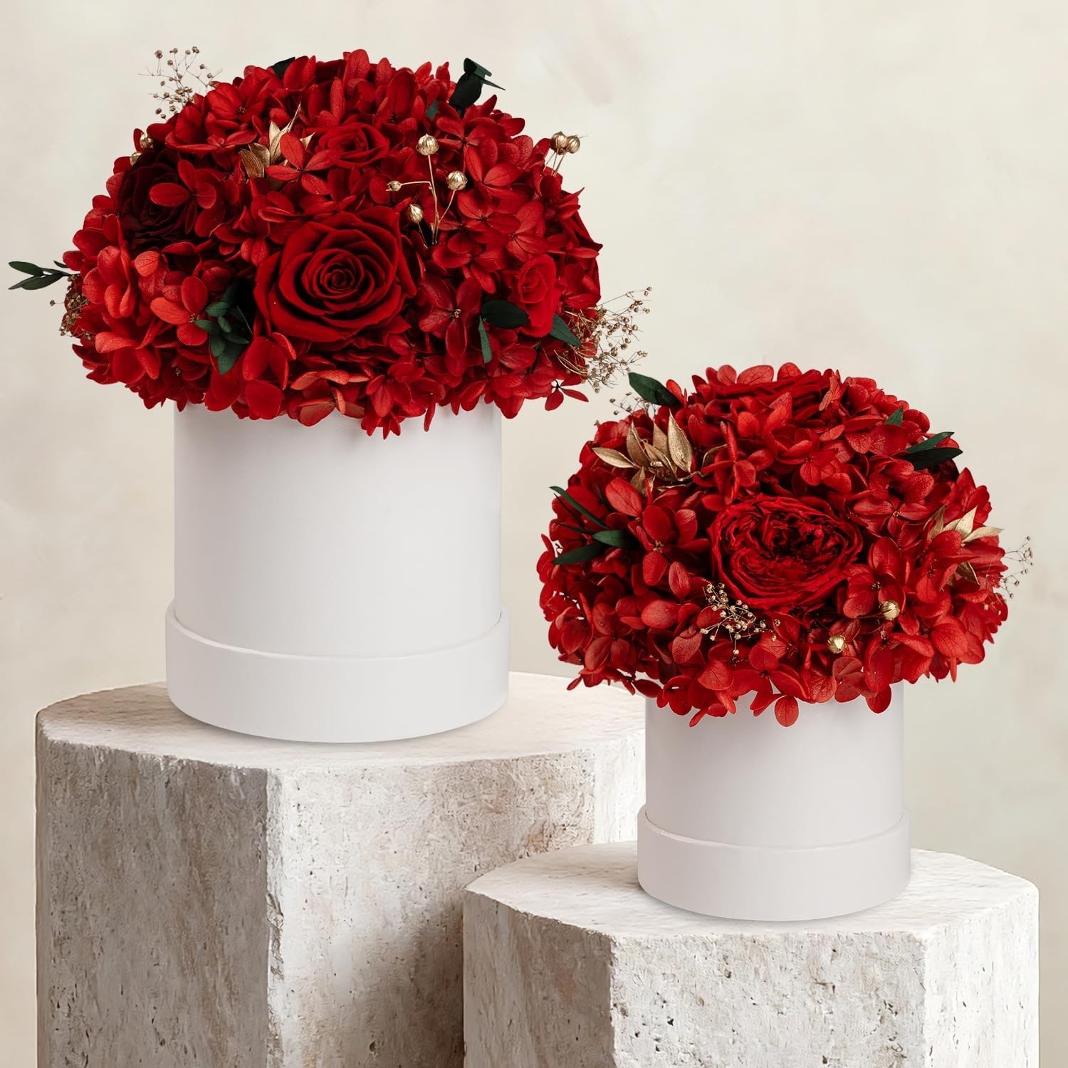 Preserved Flowers, Forever Flowers Bouquet with Gift Box. Real flowers, RED