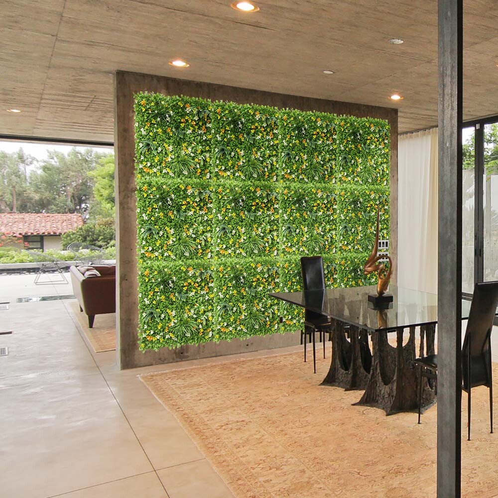 40″ Artificial Faux 3D Mix Leaves Wall Panel Fence Screen Home Outdoor Decor #06