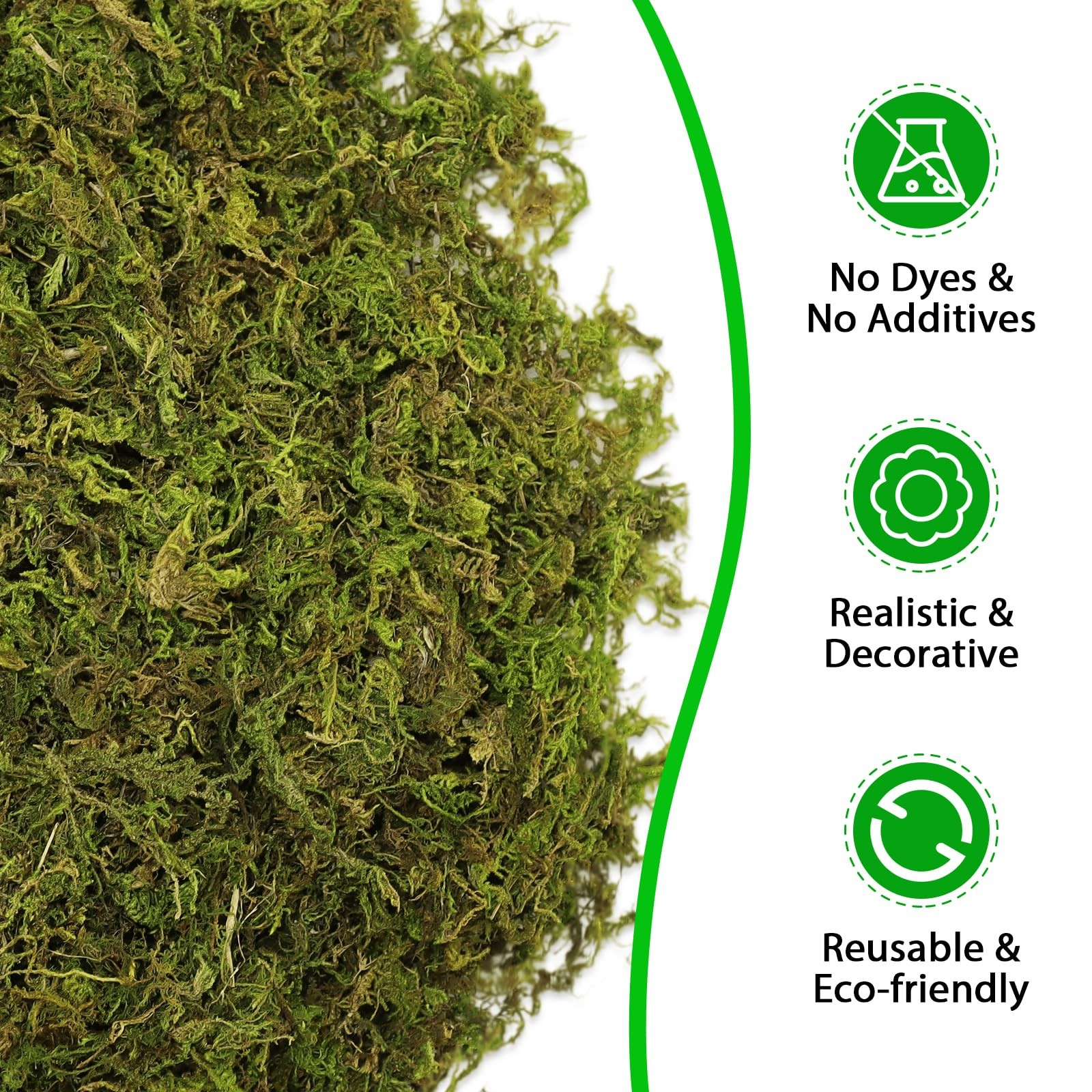 7OZ Artificial Fake Moss Premium Faux Craft Plant Fresh Forest Green Decor
