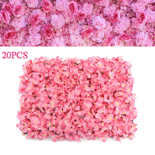 20Pcs 16″ x 24″ Artificial Silk Flower Wall Panel Wedding Backdrop Floral Decor