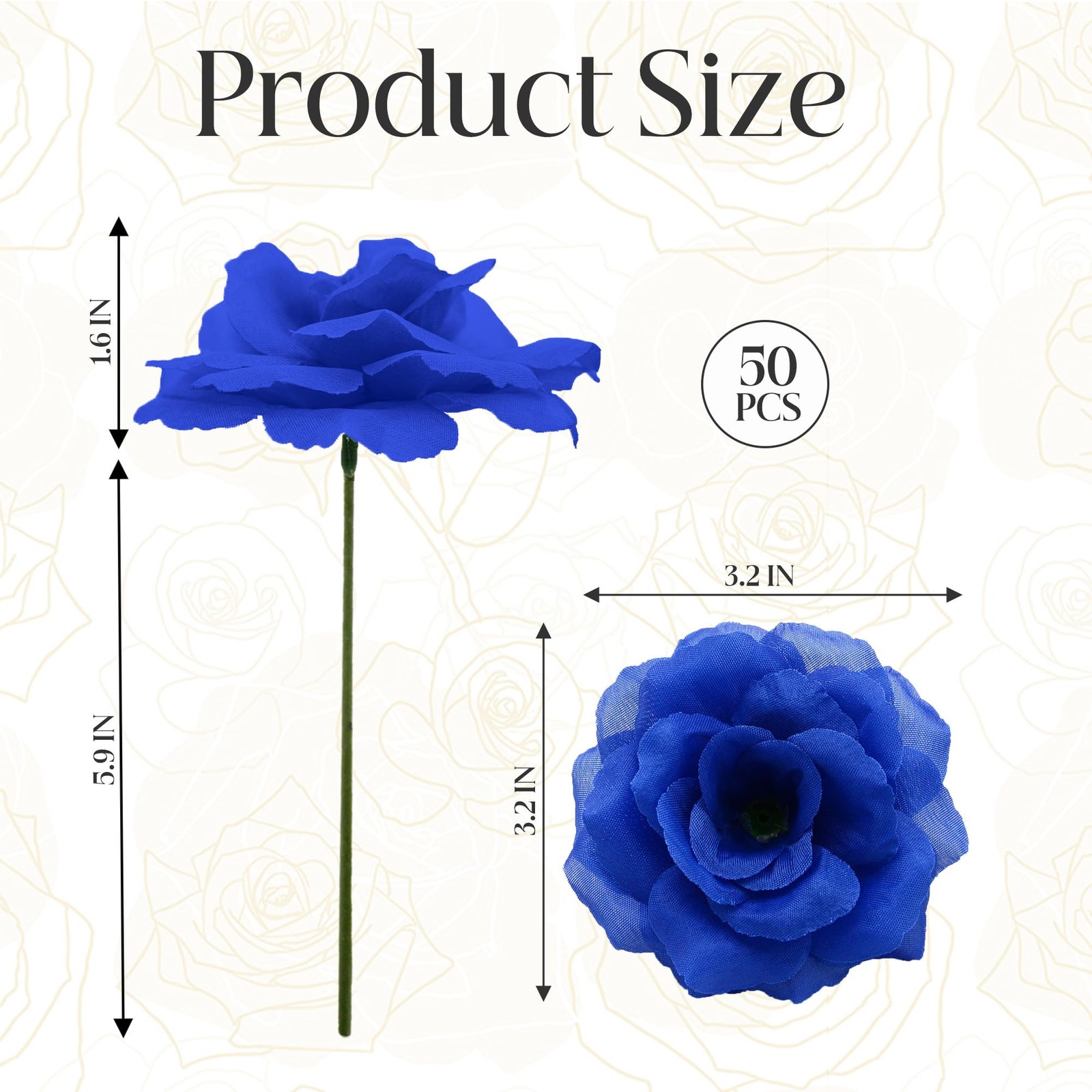 50 Pcs Rose Flower Head, Artificial Flowers Bulk for DIY Crafts, 3in Fake Ros…