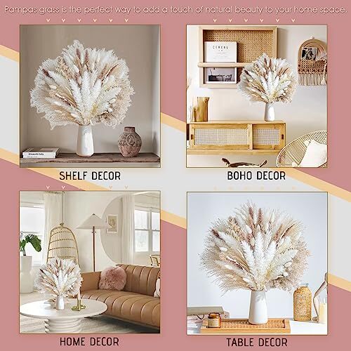 Natural Dried Pampas Grass Boho Home Decor Bouquet Phragmites Dried 96PCS