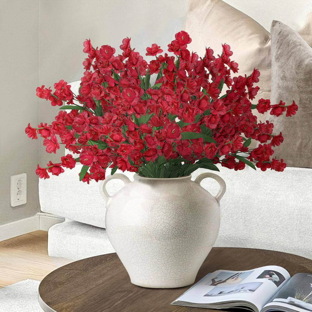 18 In. Burgundy Red Artificial Baby’S Breath Gypsophila Flower Stem Spray (Set o