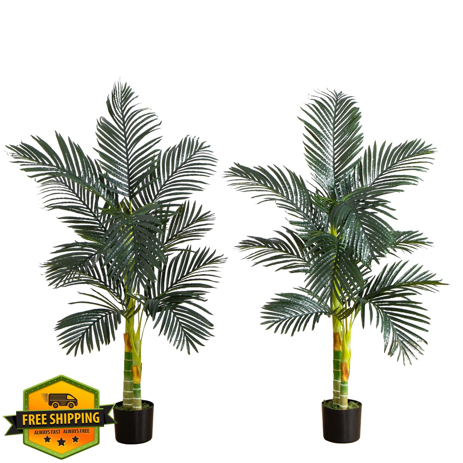 Nearly Natural 5ft Double Stalk Palm Tree 2 Pack