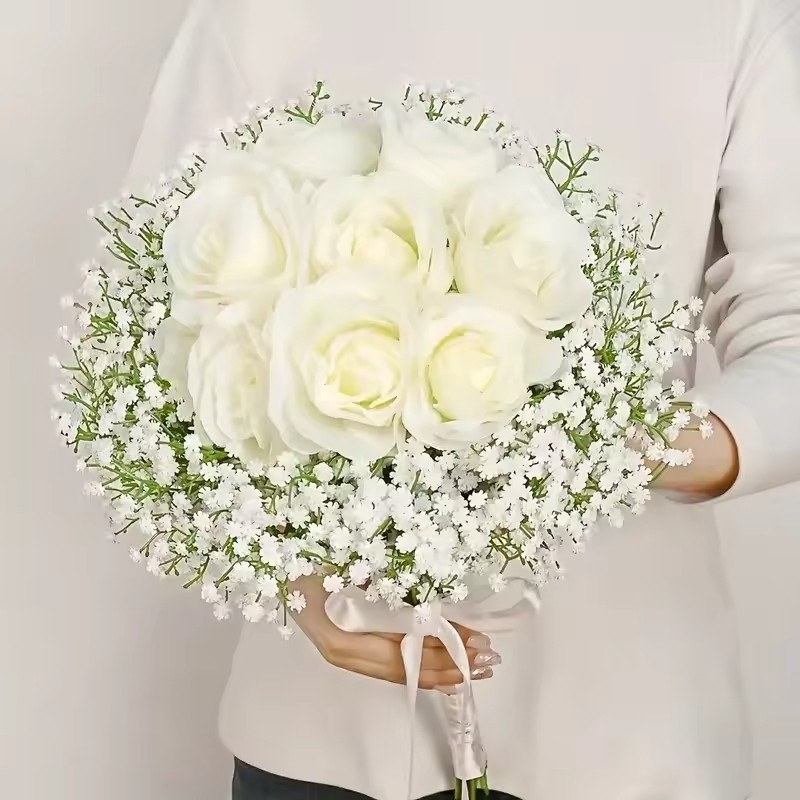 90 Pcs Artificial Baby Breath Flowers, Gypsophila Real Touch, White