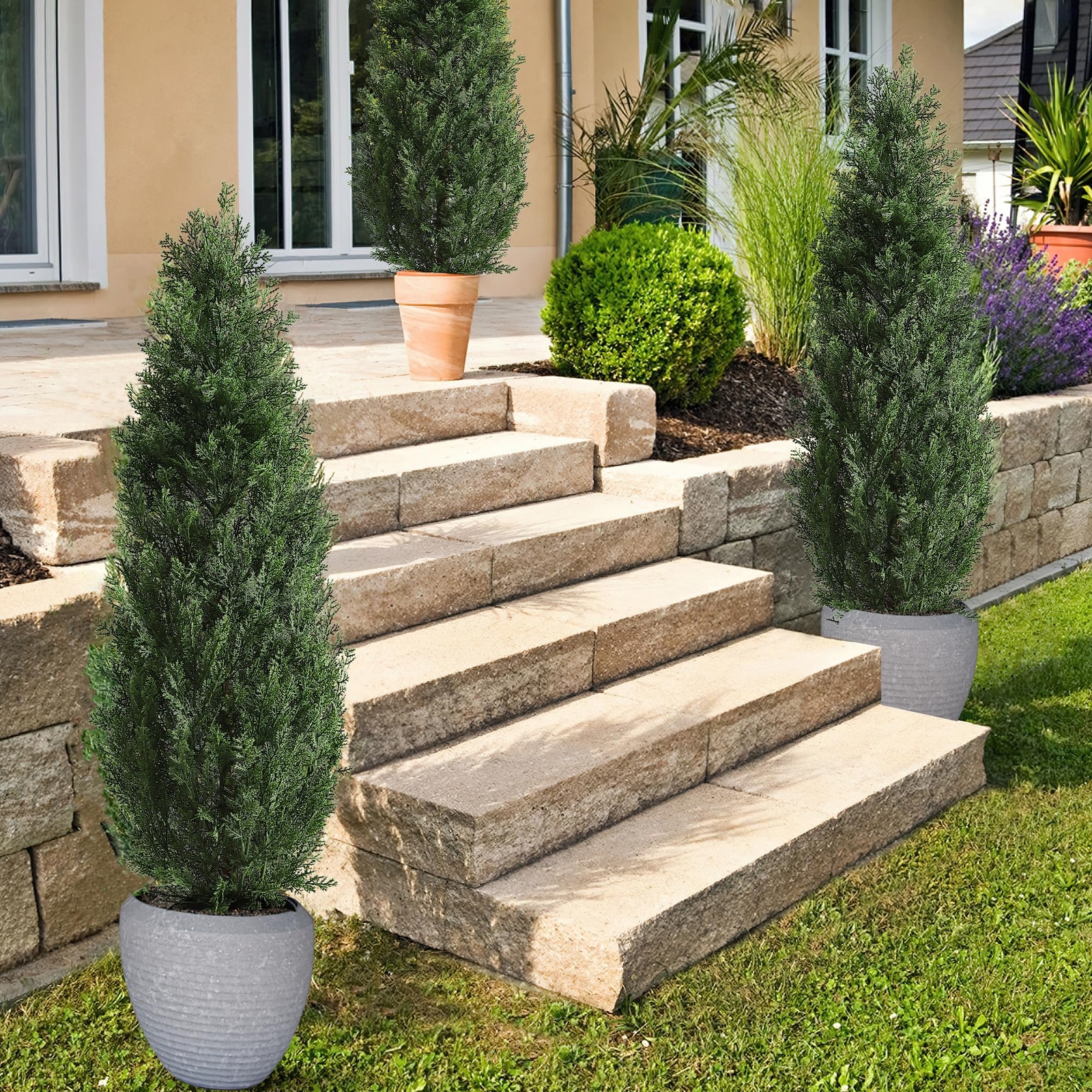 2 PACK 3FT-5FT Artificial Topiary Tree Faux Plant Home Decor UV Indoor Outdoor