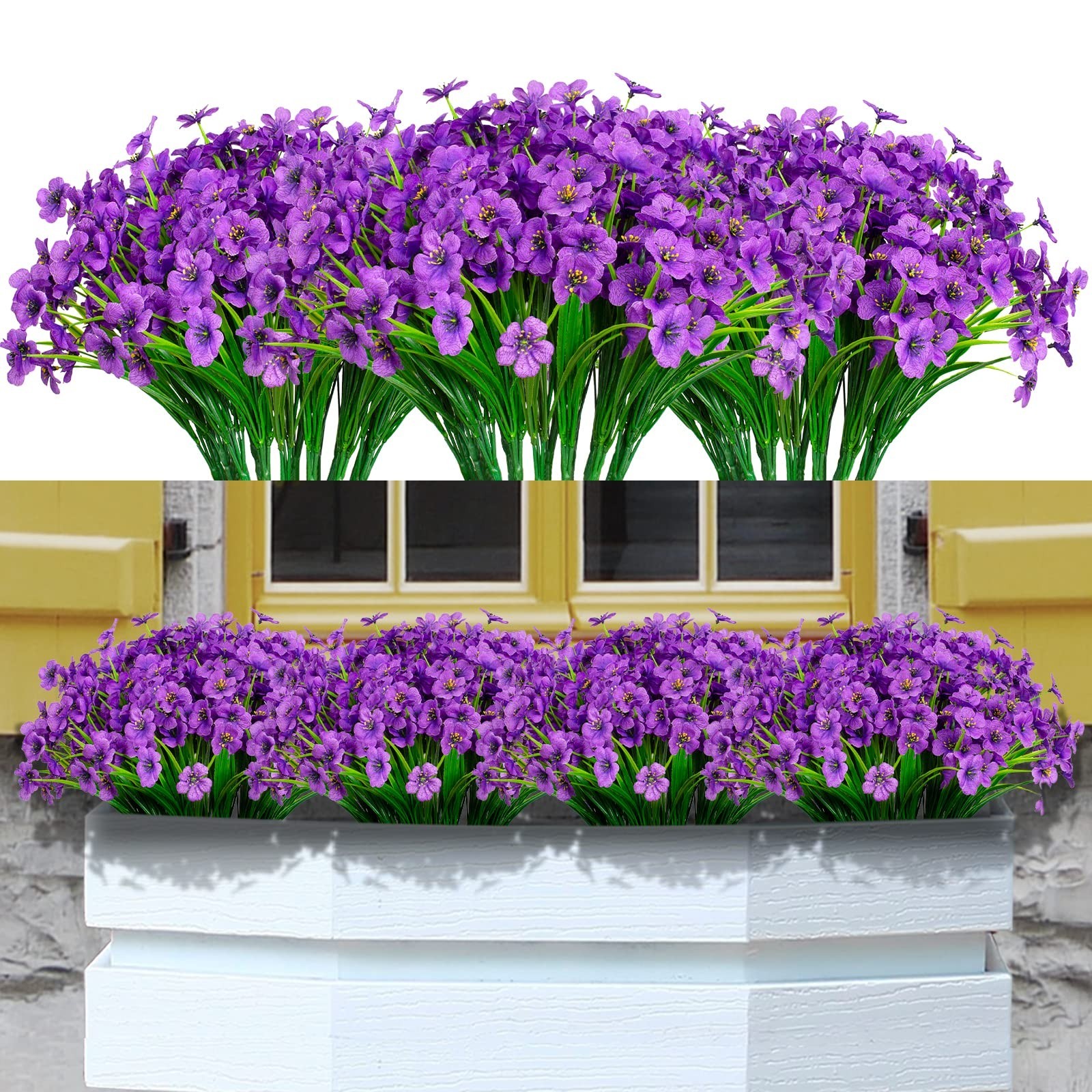 21 Bundles UV Resistant Artificial Flowers – No Fade Silk Plants for Garden Deco