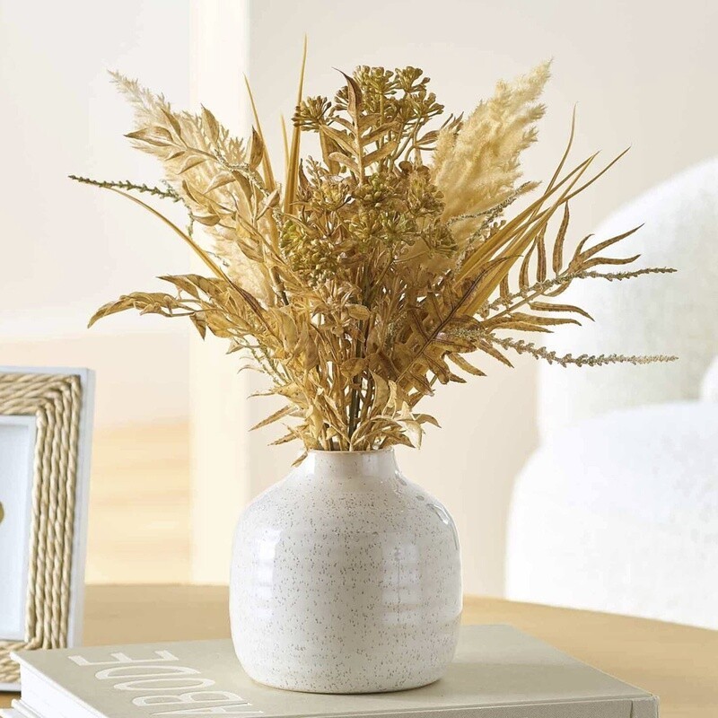 Artificial Dried Floral Arrangement in Elegant Ceramic Vase Home Decor Everyday