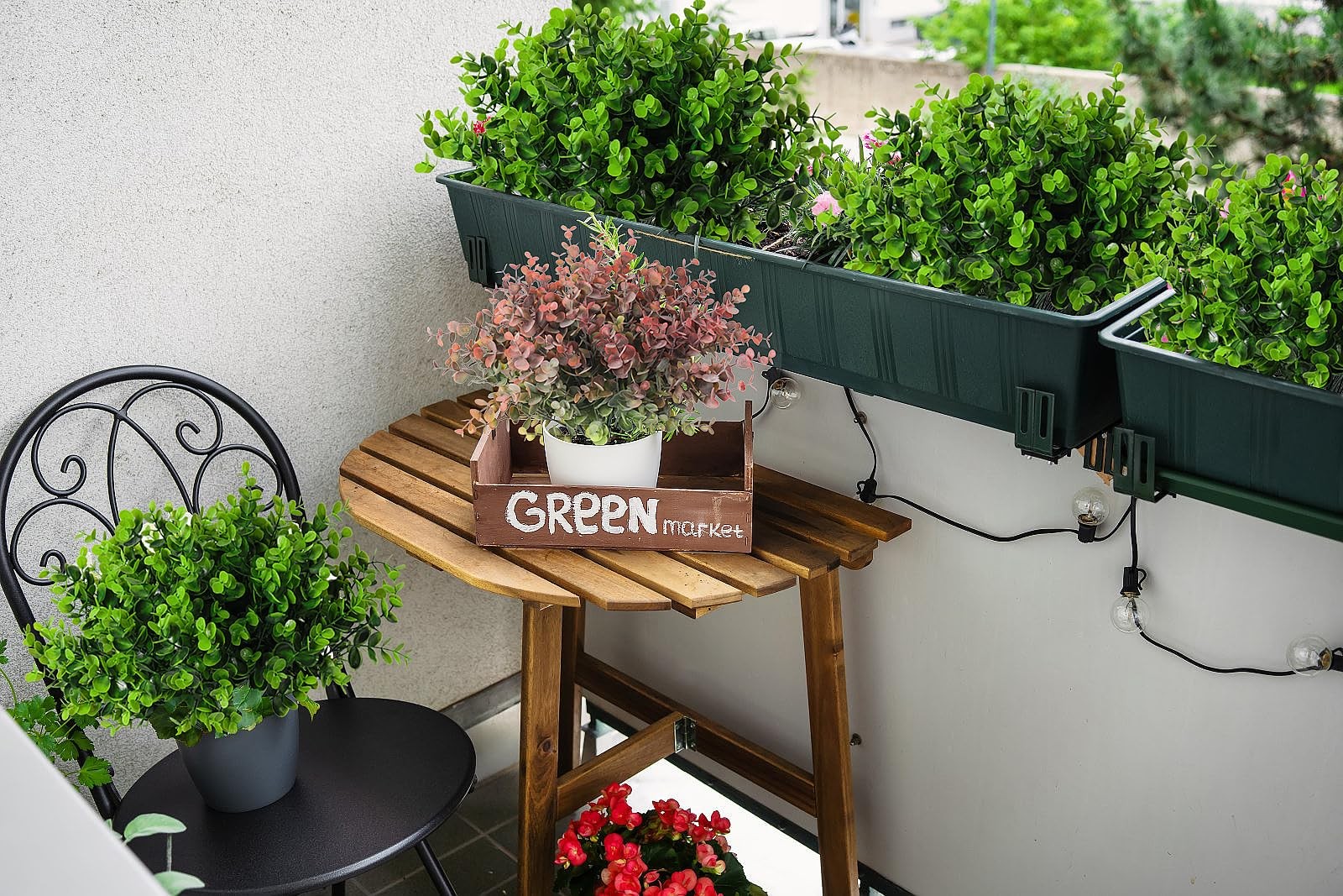 8 Bundles Artificial Bushes Greenery Plants Stems Faux Shrubs Boxwood Plants Out