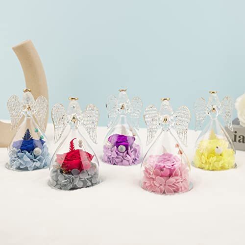 Angel Rose Birthday Gifts for Women Preserved Rose in Glass Angel Figurines G…