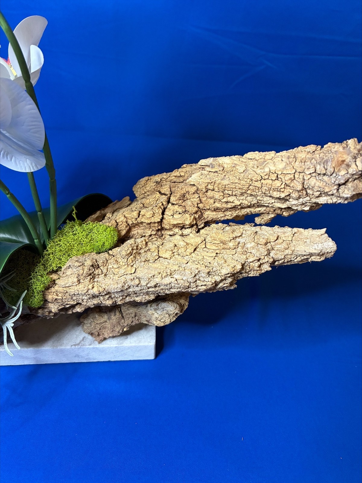 Orchid Marble Base Natural Bark Handmade USA
