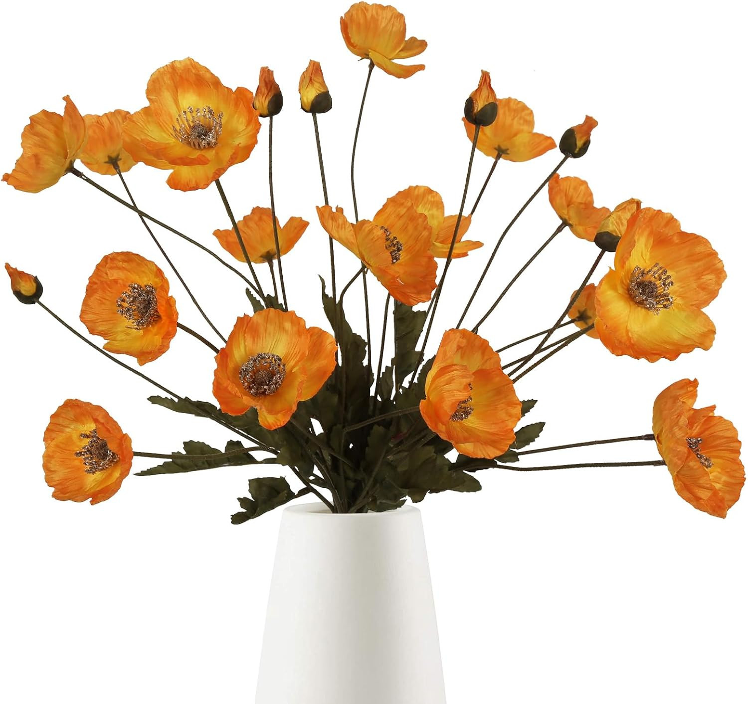Burgundy Silk Flowers 6PCS Fake Poppies Artificial Flowers for Veterans Day Flor