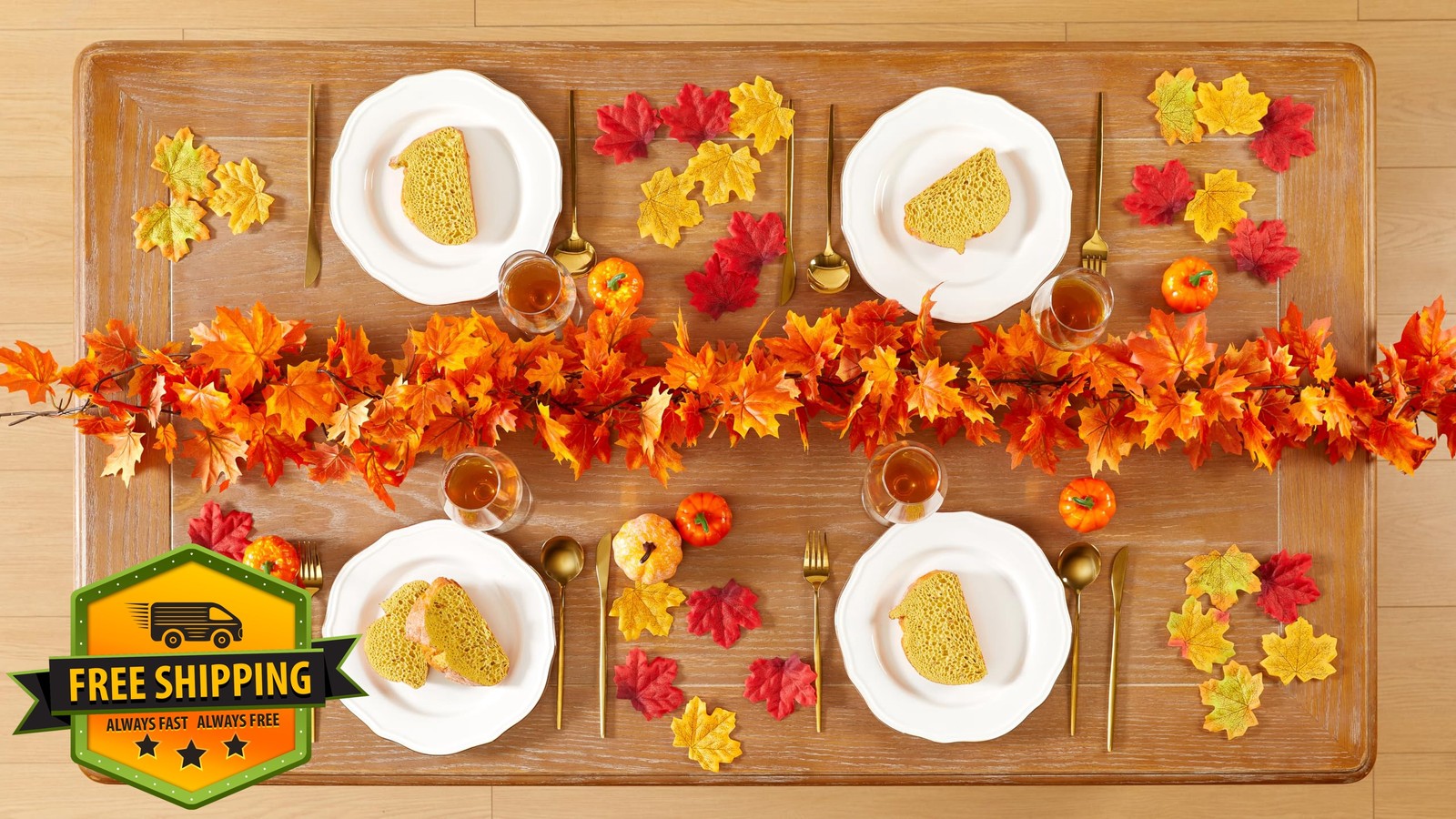 AWARDSEN Orange 6.5ft Maple Leaf Garland