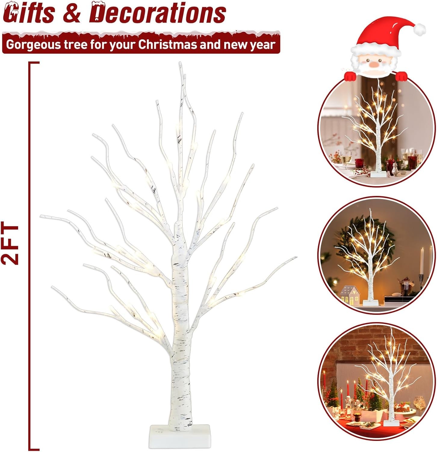 PEIDUO Artificial Tree for Easter Decorations, 2 FT Birch