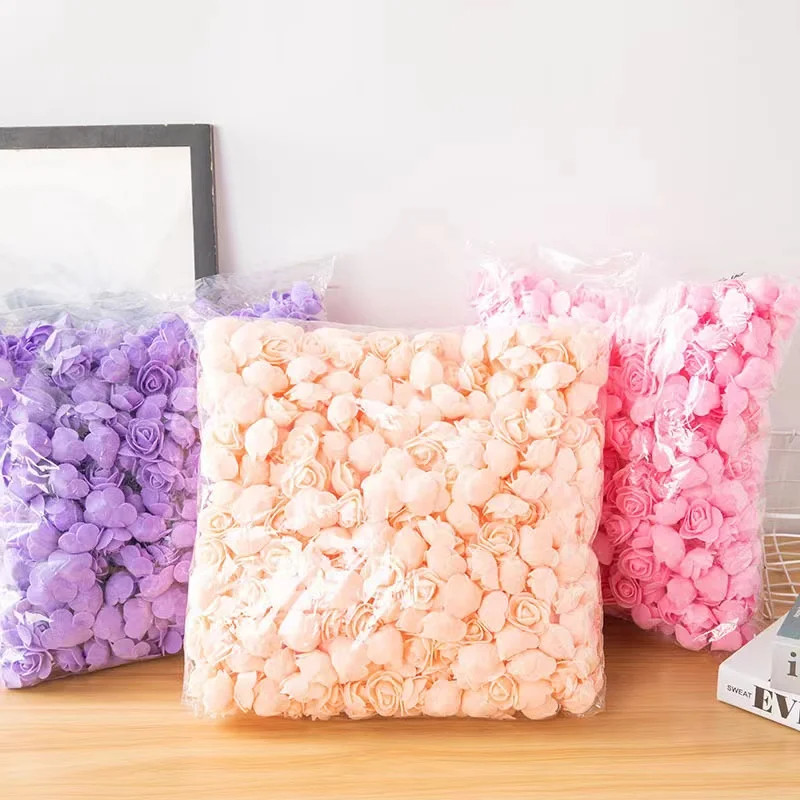 50~500Pcs 3.5Cm PE Foam Rose Head Artificial Flower for Wedding Birthday Party H
