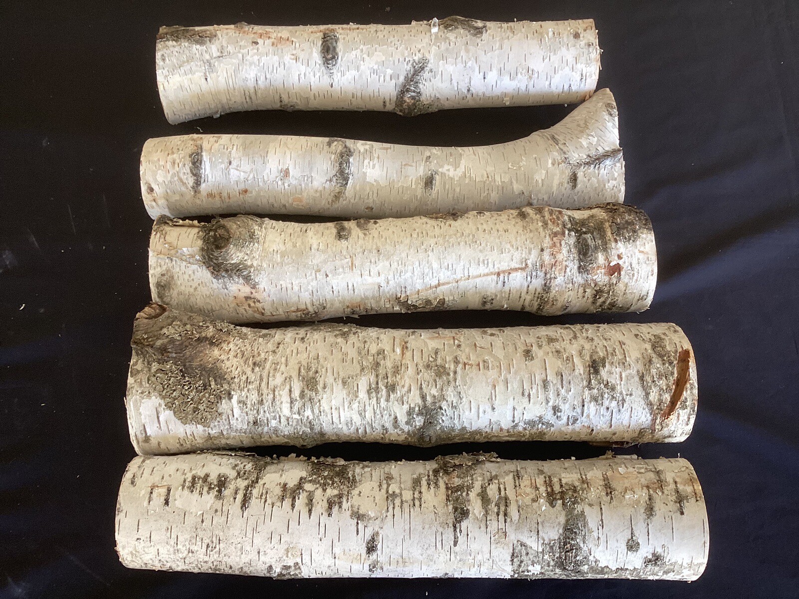 White Birch 5 Pc 18” Long Decorative Log Set ( 2 – 4”, 2 – 3”, 1 – 2 1/2” )