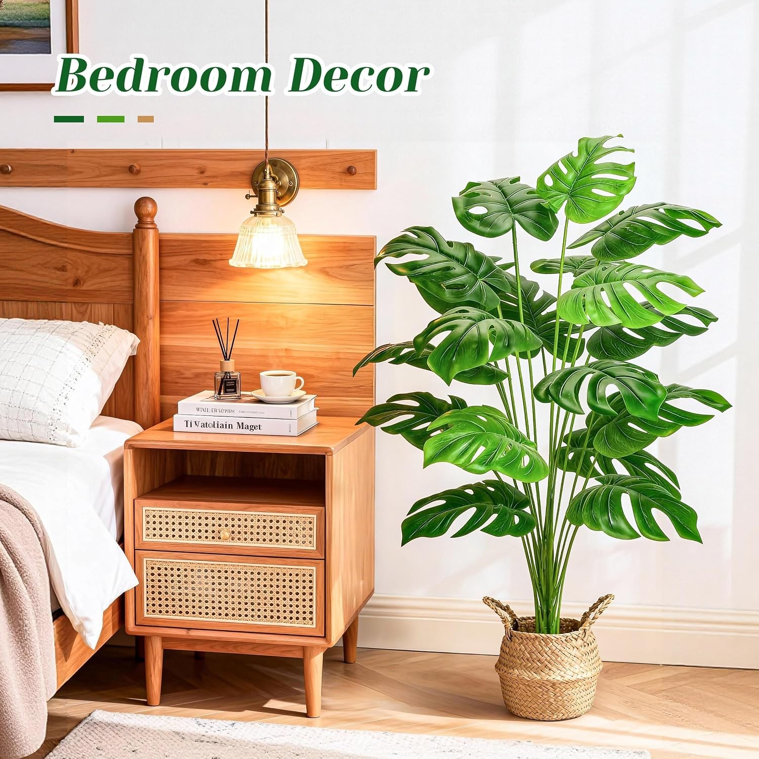 Artificial Monstera Plant with Basket Faux Potted Tree for Home Office Decor