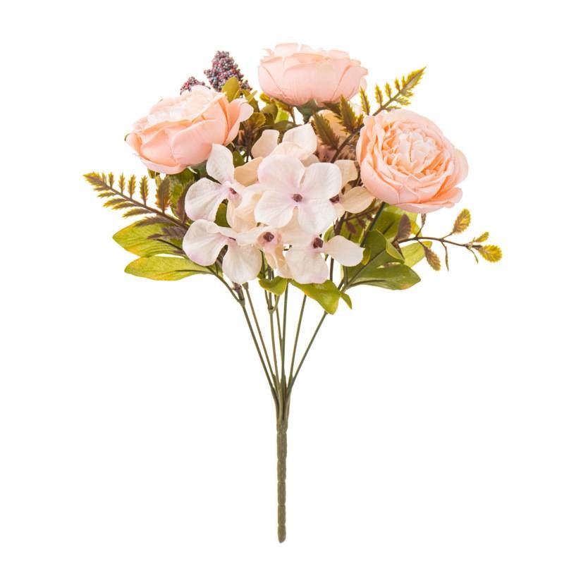 6 Bundles 42 Heads Artificial Peony Flowers Bouquet Home Wedding Party Decor