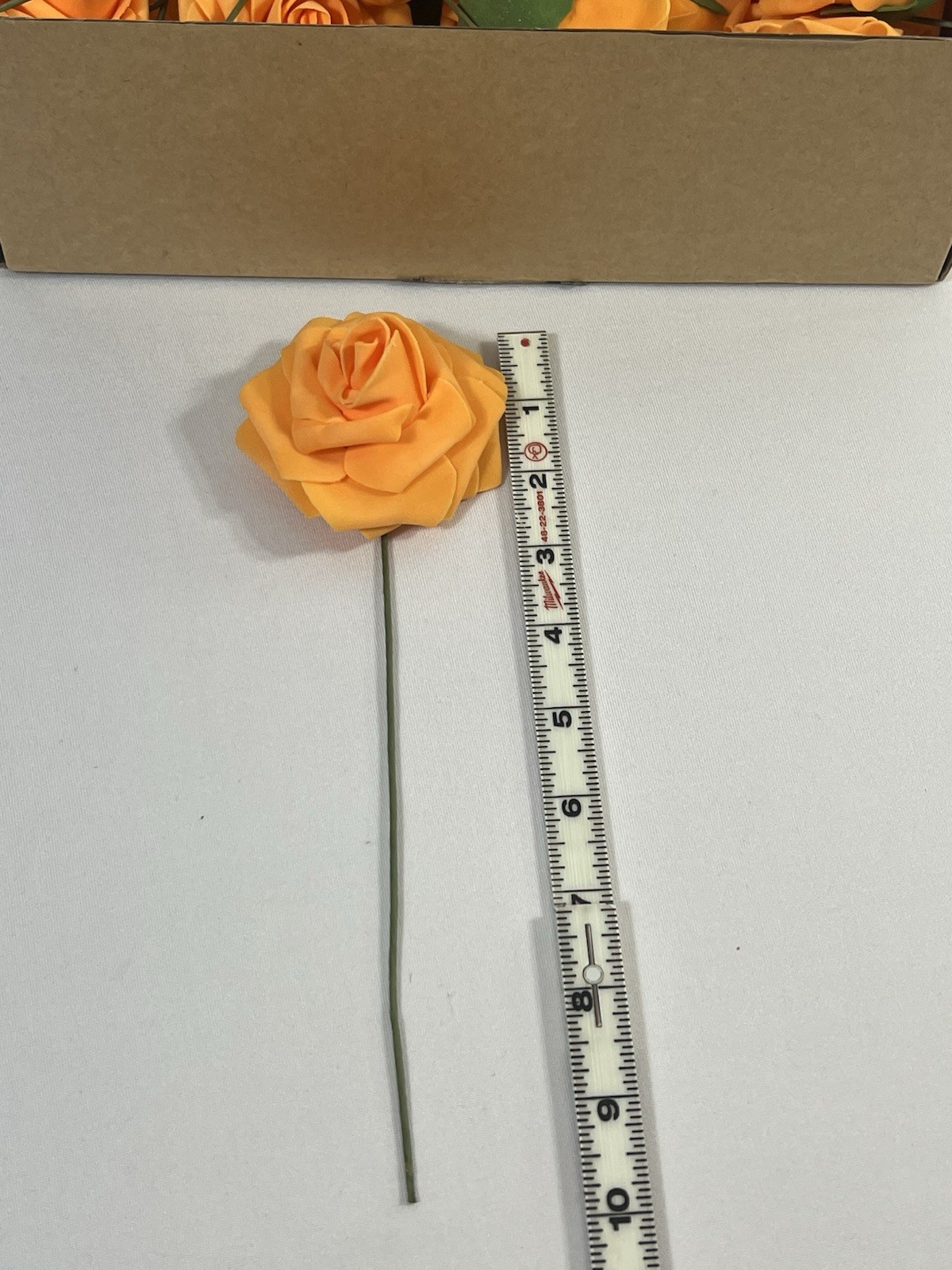 Artificial Rose Flowers 54 Pc Real Touch Fake Flowers with Stem Orange Faux Foam