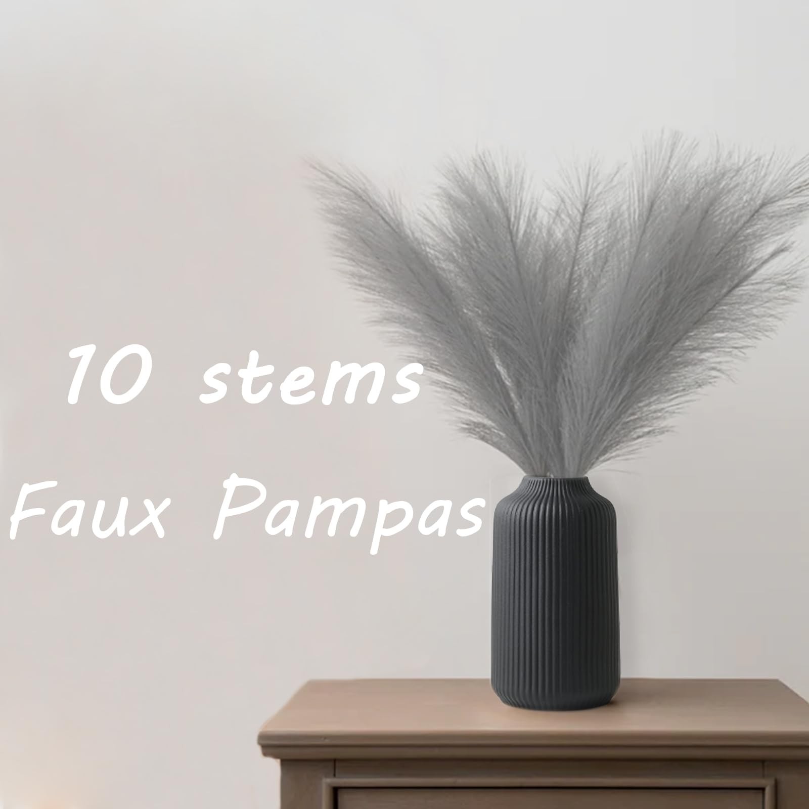 10 Stems Faux Pampas Grass – 17.7″ Artificial Pampas Grass Decor Fluffy Small…