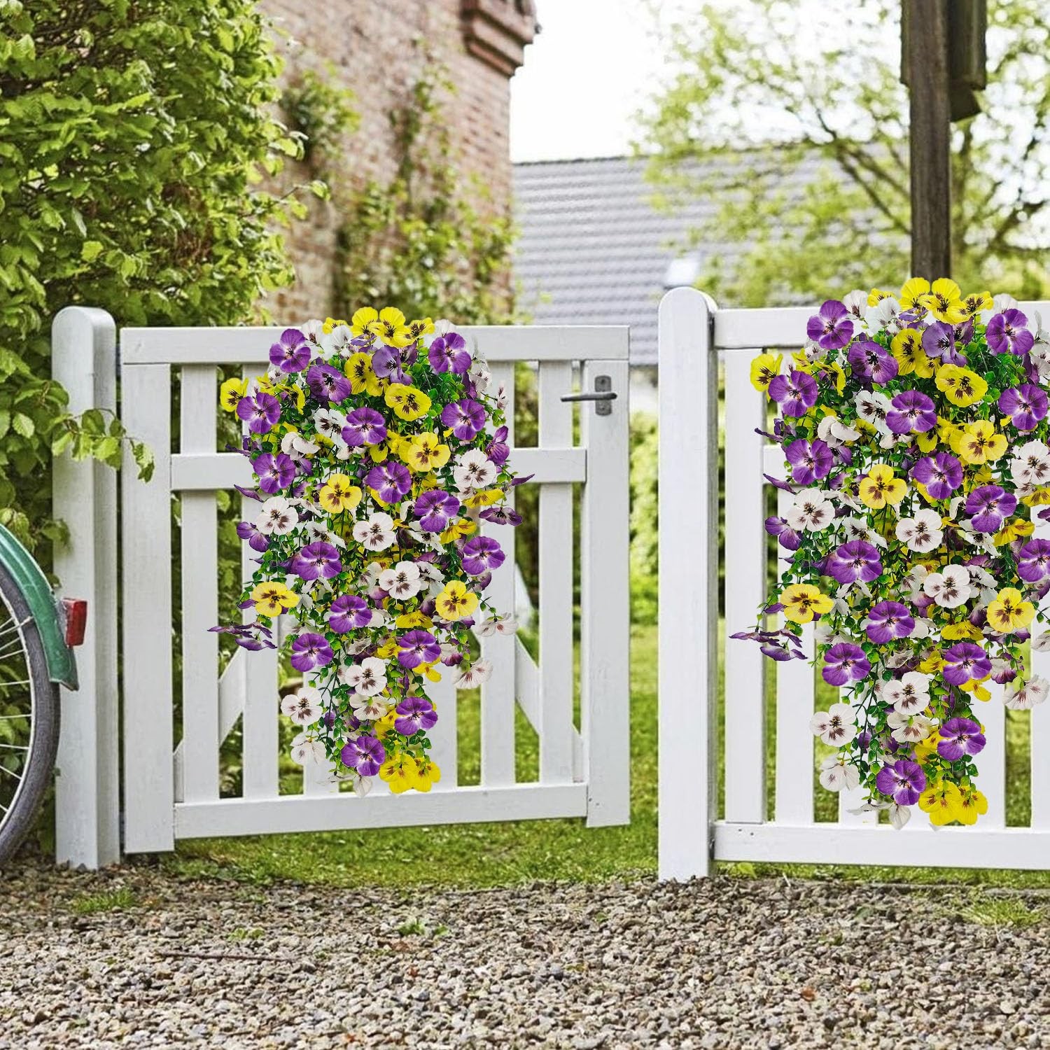 Artificial Fake Hanging Flowers Plants for Outdoor Spring Decoration, 4 Pack …