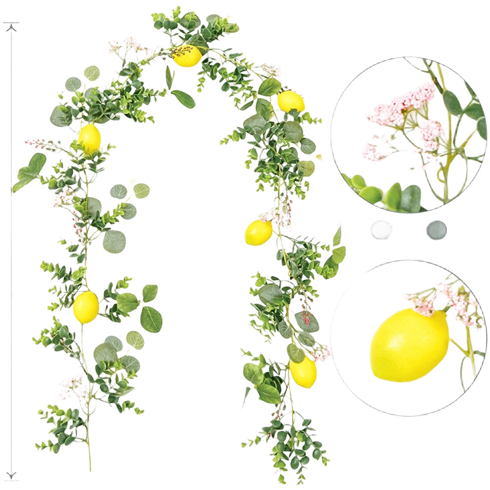 Artificial Lemon Vine with Greenery for Spring Mantel or Shelf Decoration