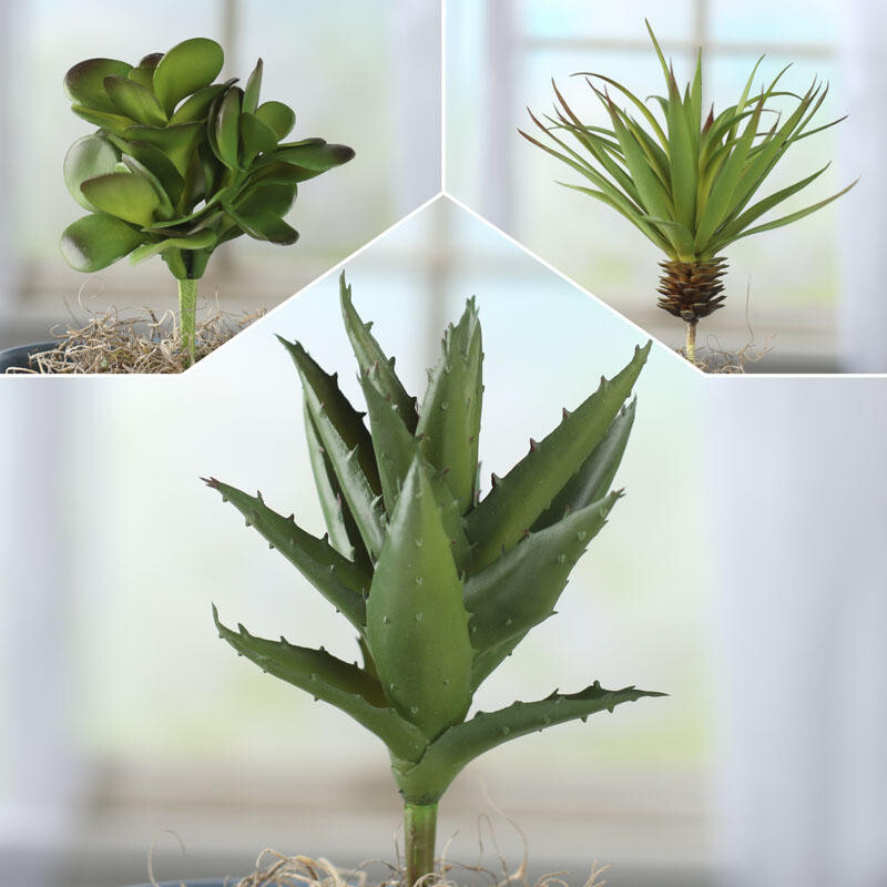 Set of 3 Assorted Style Vinyl Succulent Greenery Accessory Picks