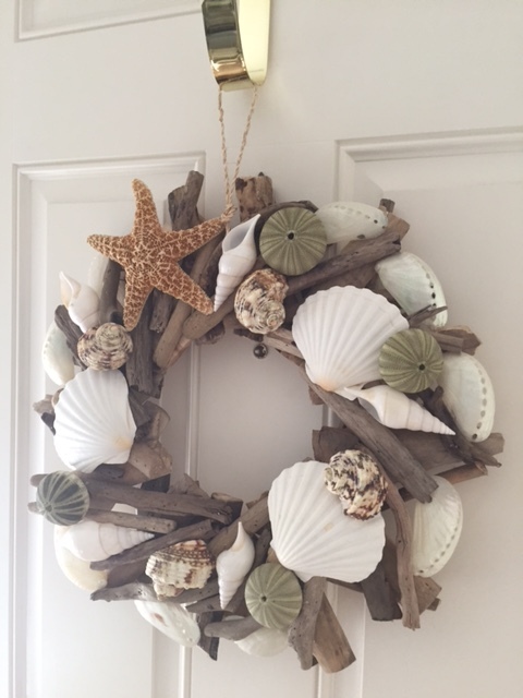 Beach Decor Handmade Seashell and Starfish Driftwood Wreath – Coastal Home Decor