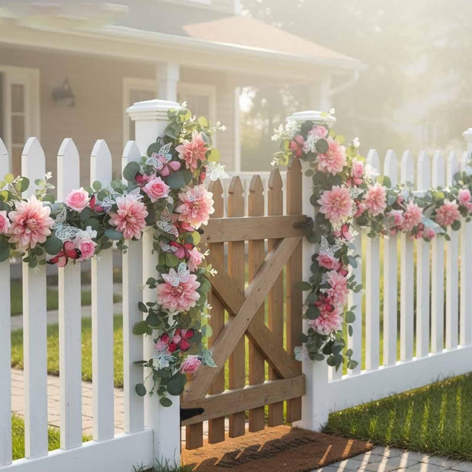 Artificial Eucalyptus Flower Garland Butterfly Greenery Leaves Home Fake Flower
