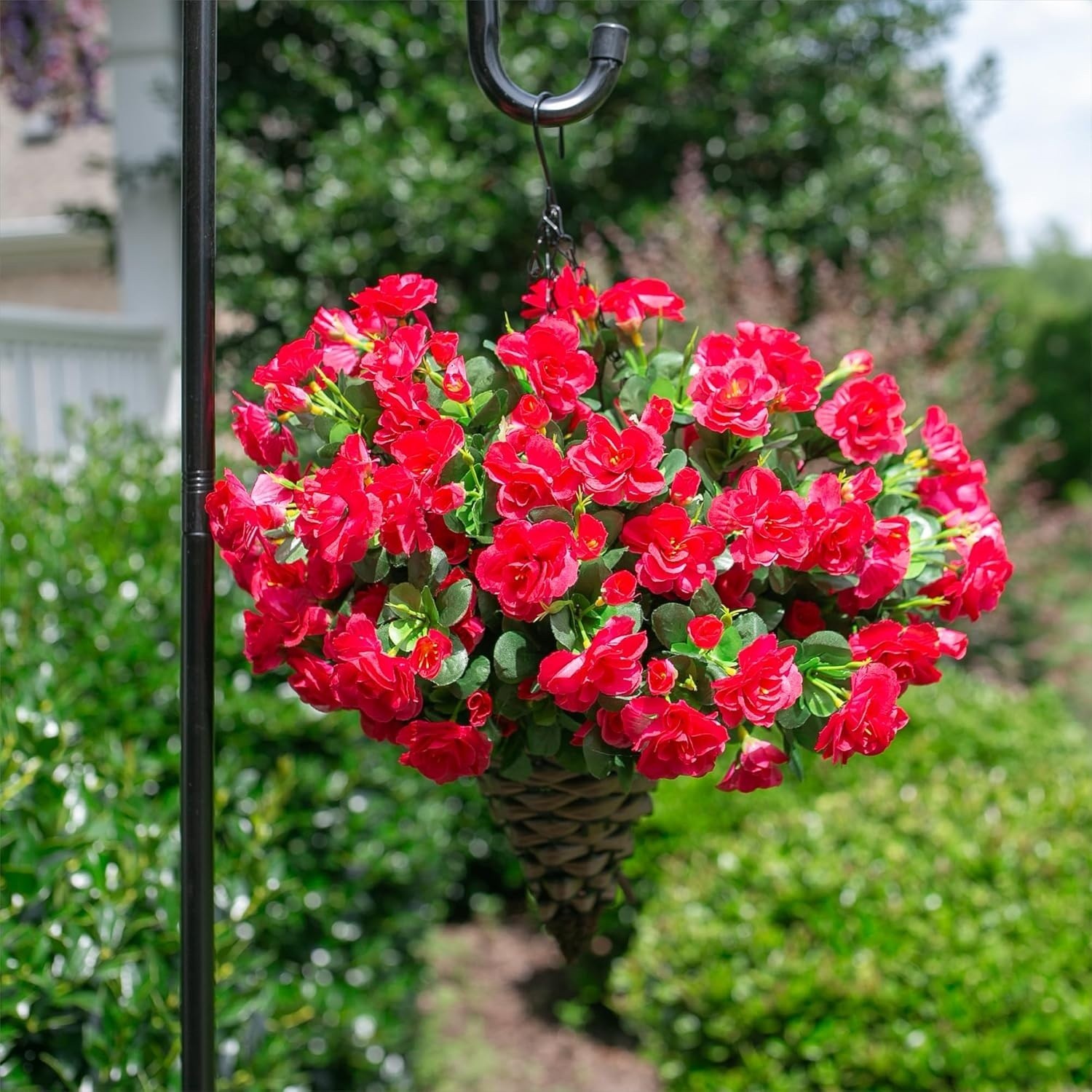 Artificial Fake Pink Flowers Plants for Spring Outdoor, 3 bundles
