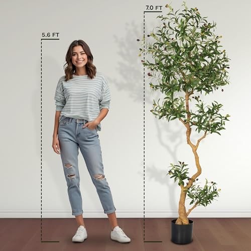 Fake Olive Tree 7.0 Feet – Artificial Plants Indoor, Faux Olive Tree, 7.0 feet