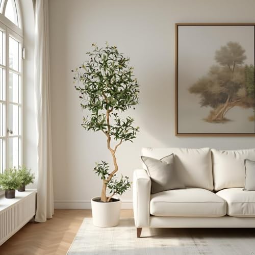 Fake Olive Tree 7.0 Feet – Artificial Plants Indoor, Faux Olive Tree, 7.0 feet