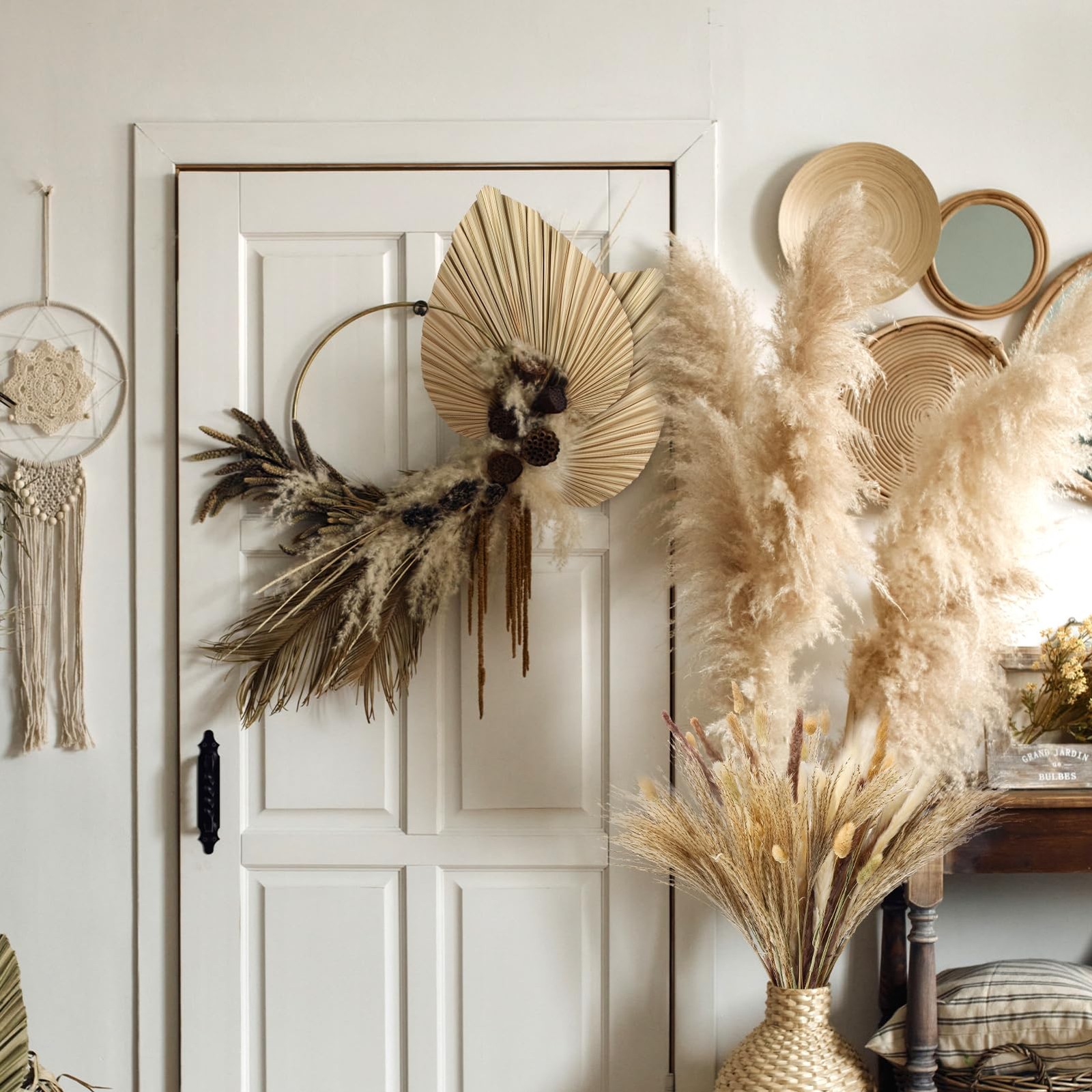 105 Pcs Boho Dried Pampas Grass Decor Bulk, Large one size, Muliticolor
