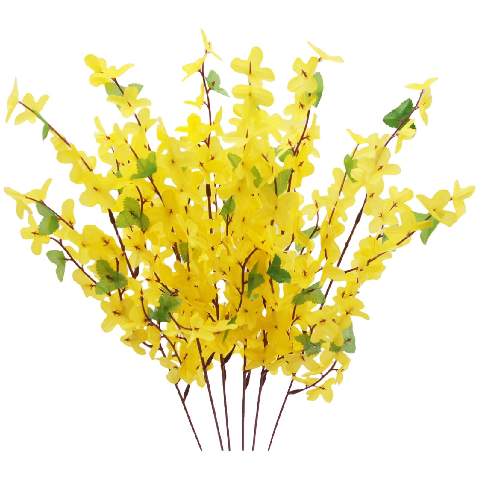 6Pcs Artificial Forsythia Flower Branches Spring Summer Yellow Silk Fake Wint…