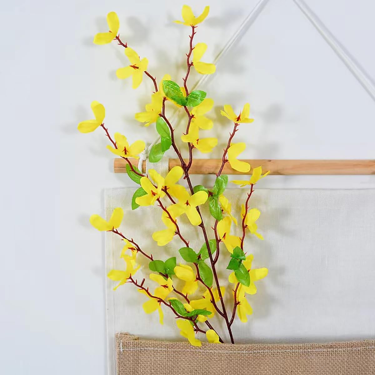 6Pcs Artificial Forsythia Flower Branches Spring Summer Yellow Silk Fake Wint…