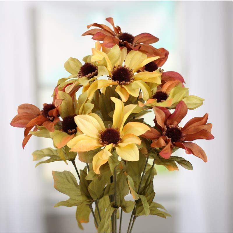 Set of 2 Autumn Harvest Artificial Daisy 18″ Floral Bushes