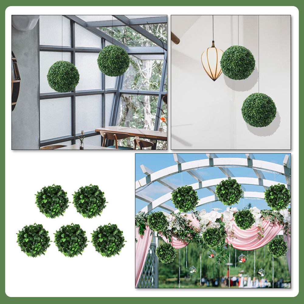 5PCS Simulation Plant Topiary Balls Decorative Ceiling Ornament Fake Plant Balls
