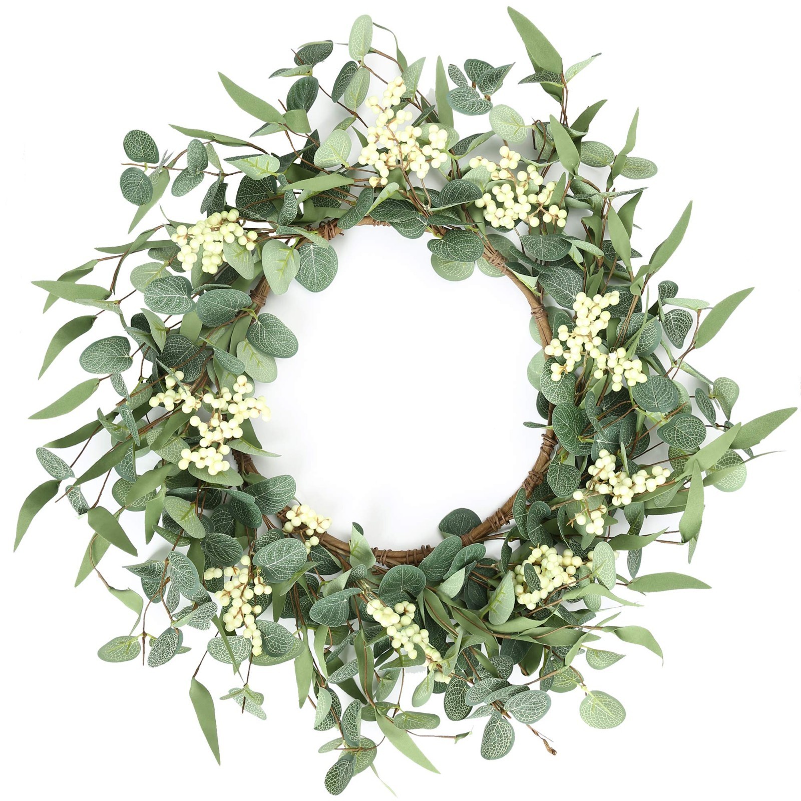 20″ Artificial Eucalyptus Wreath – Front Door, Porch, Wall Decor for All Seasons