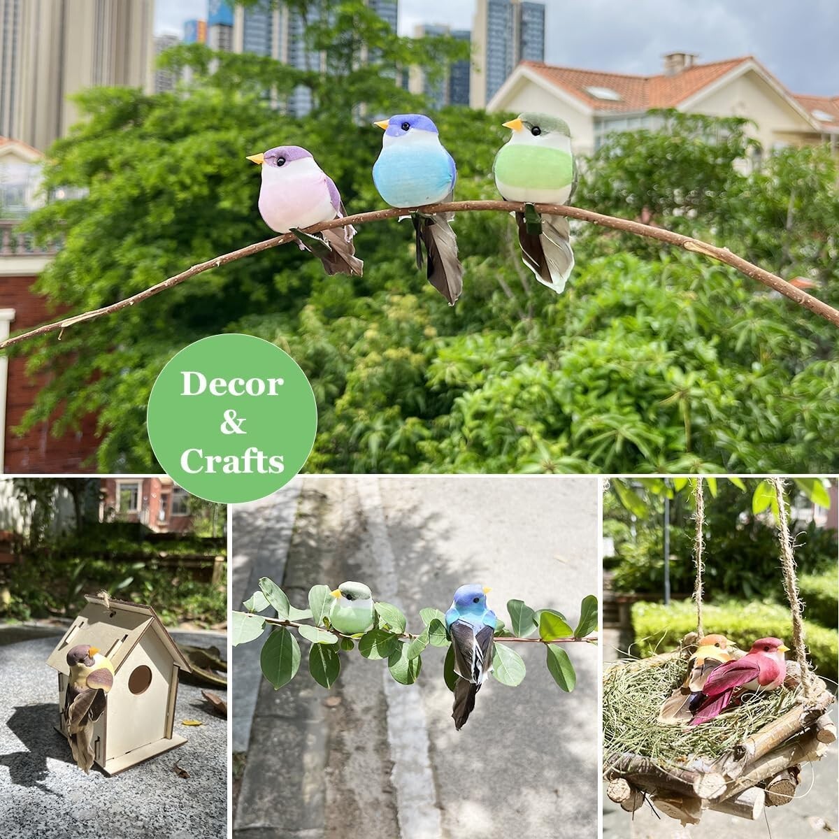 Adorable 12pcs Foam Feather Birds – Ideal for Holiday & Event Decorations