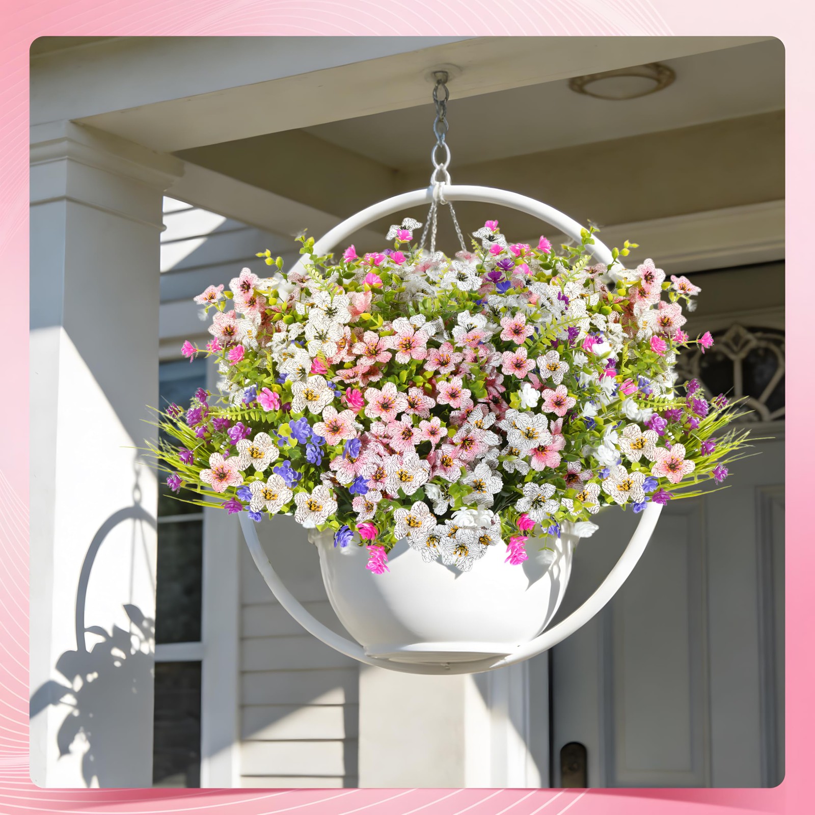 Fake Flowers for Outdoor UV Resistant 24 pcs Pink Artificial Flowers Outdoors…