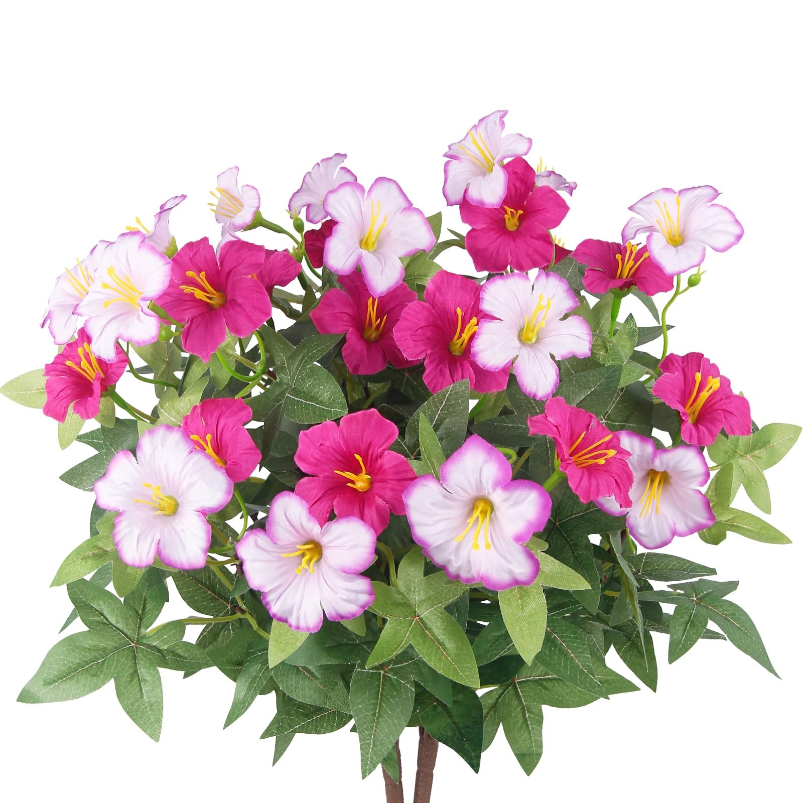 2Pcs Artificial Flowers for Outdoors Fake Plants Outside Magenta, Light Purpl
