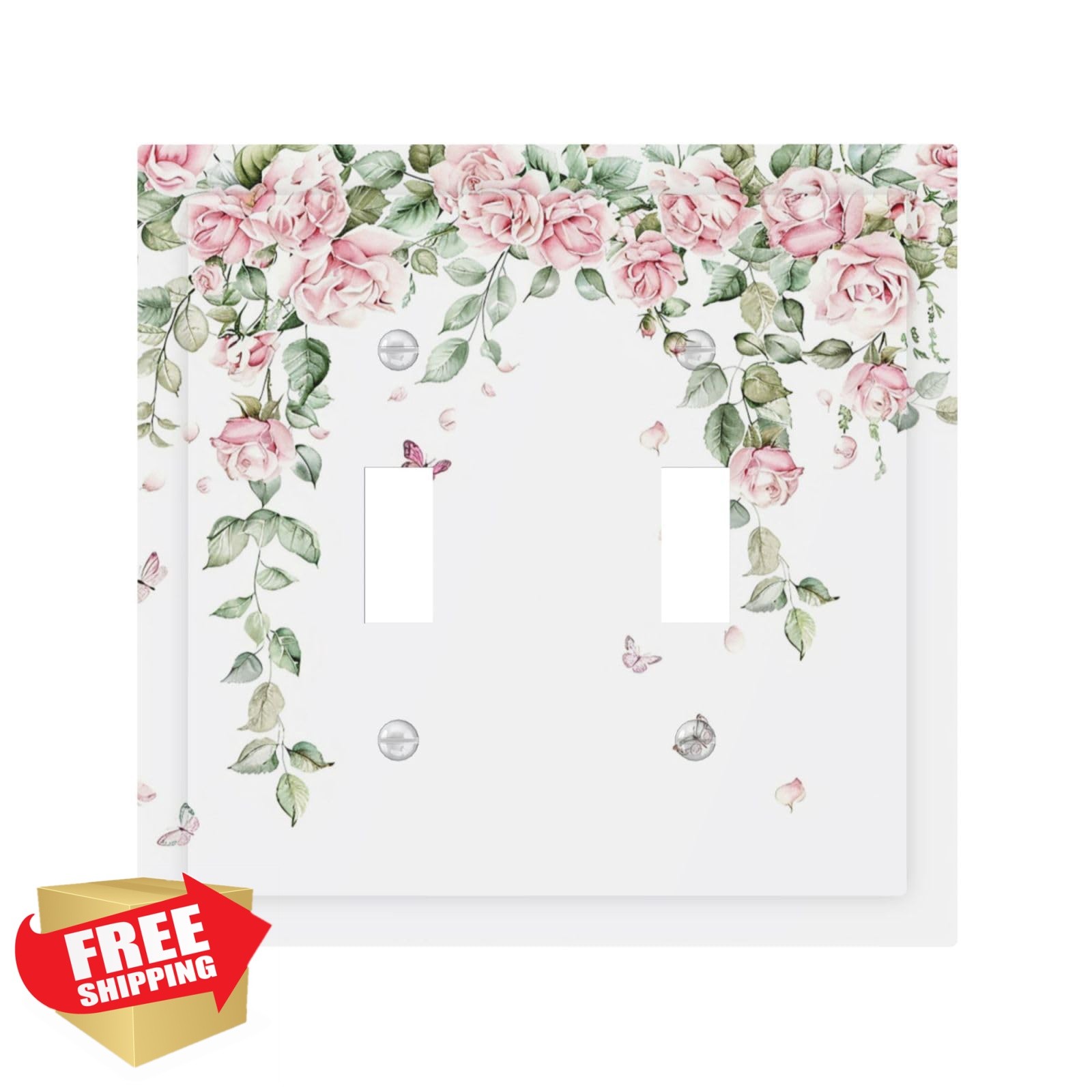 Ihsourgnitnem Double Toggle Pink Rose Watercolor Floral Plant