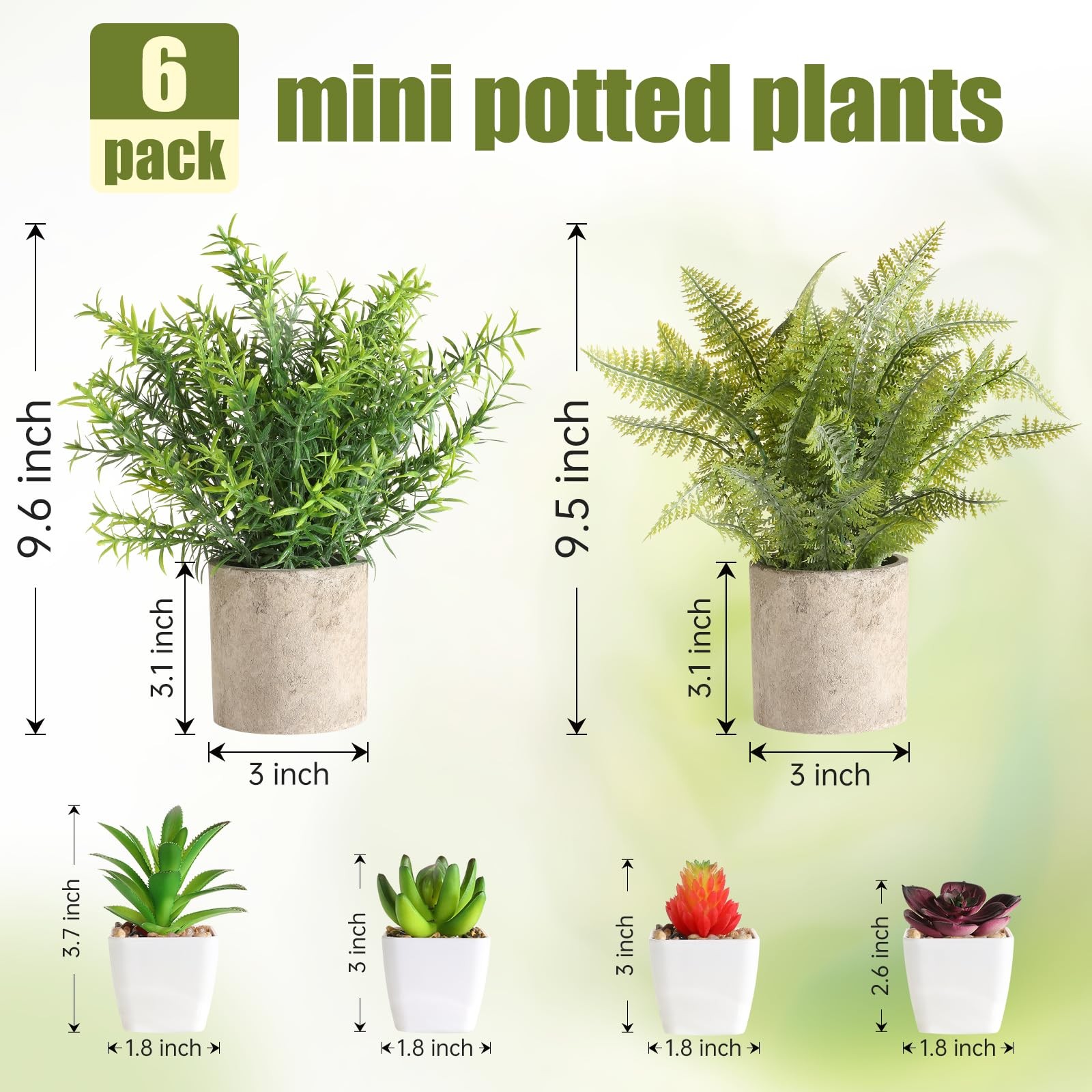 6Pcs Small Fake Plants – Mini Succulents Plants Artificial Greenery Potted Pl…
