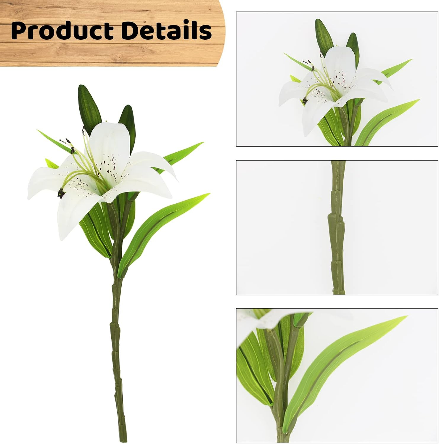 Artificial Tiger Lily Faux Flowers 8 Pcs White Real Touch Easter Decor