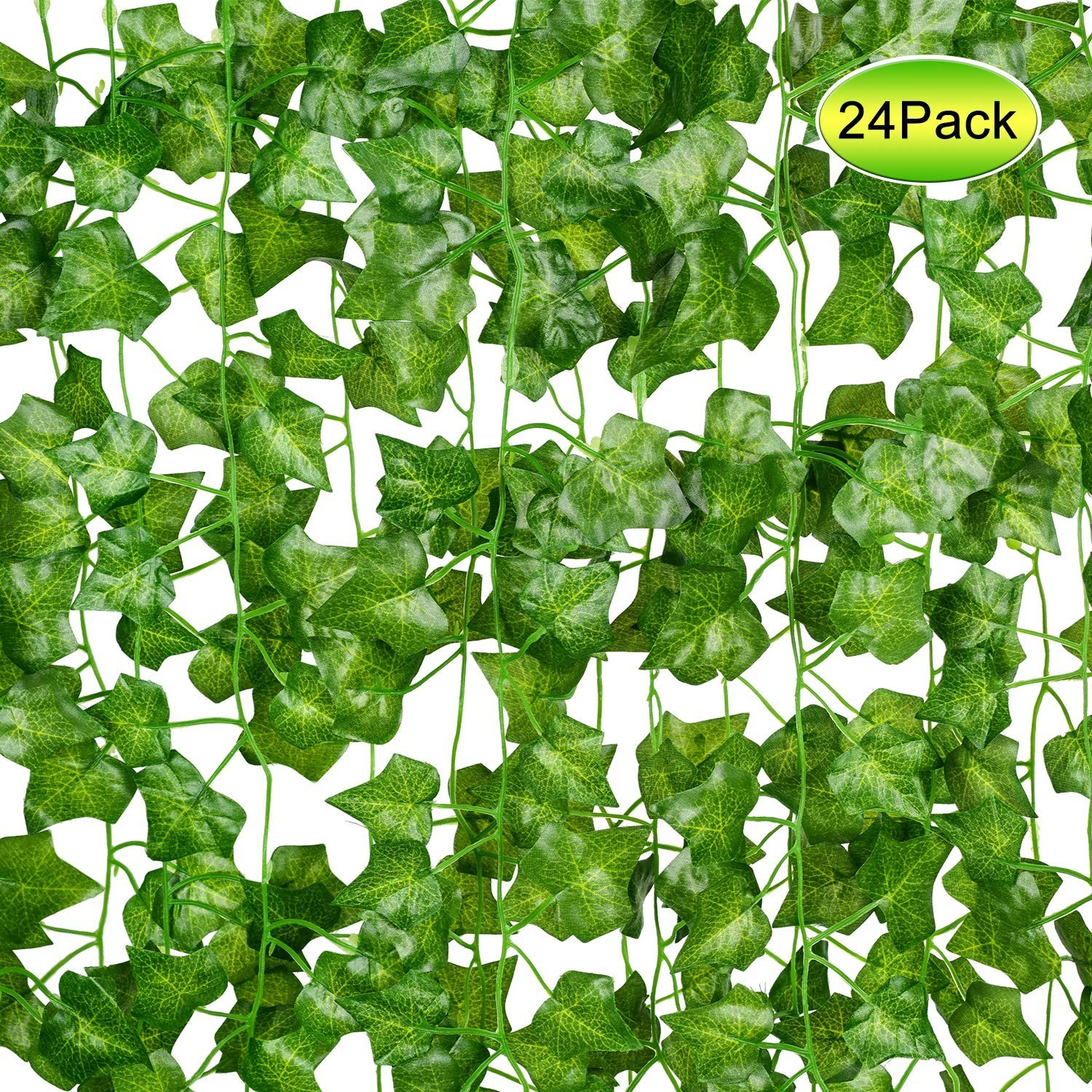24 Pack 168Ft Artificial Ivy Vines – Fake Greenery Garlands for Home, Office, We