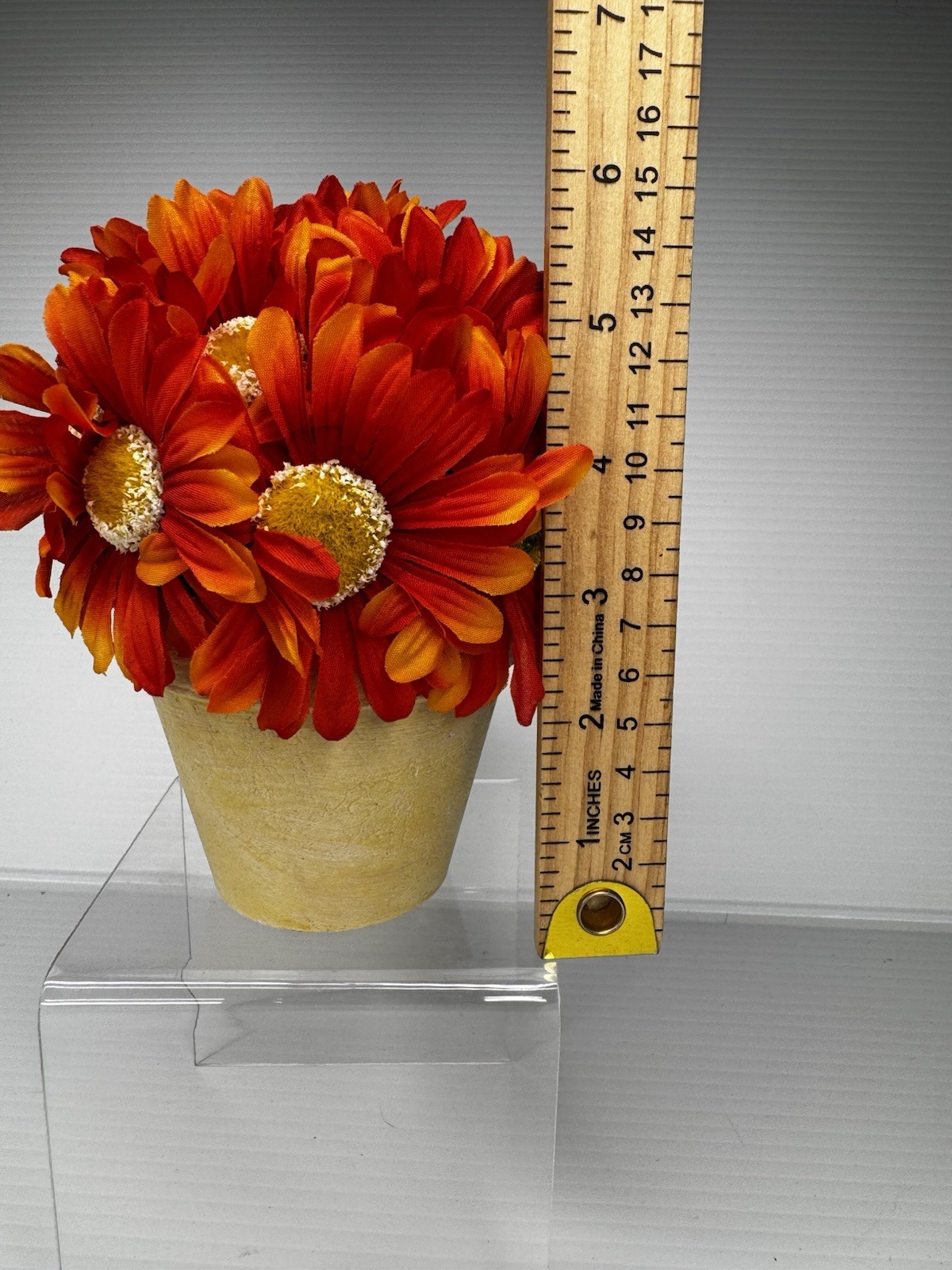 Artificial Orange Daisy Floral Arrangement In Decorative Pot Fall Autumn Decor