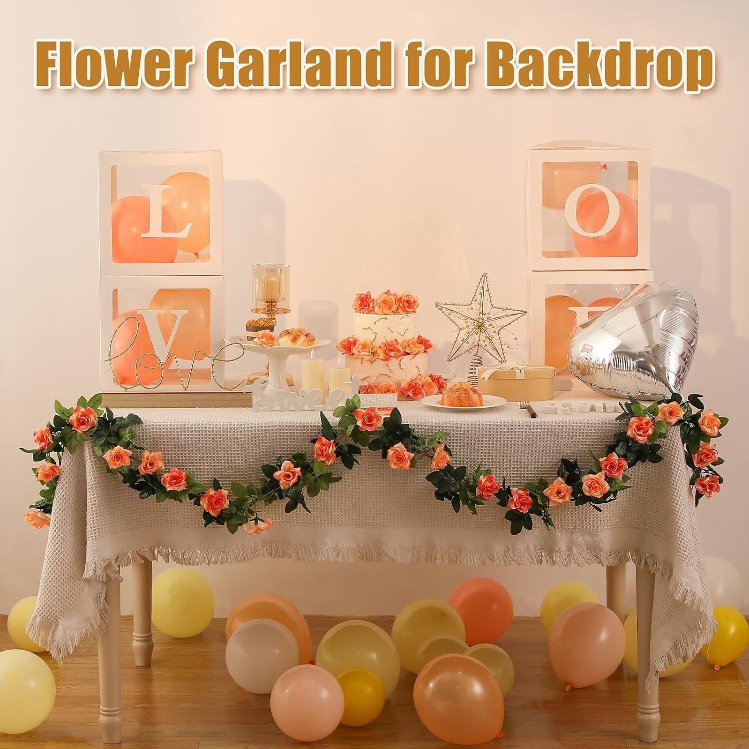 Versatile 2 Pack Hanging Rose Garland – Perfect for Weddings & Home Settings