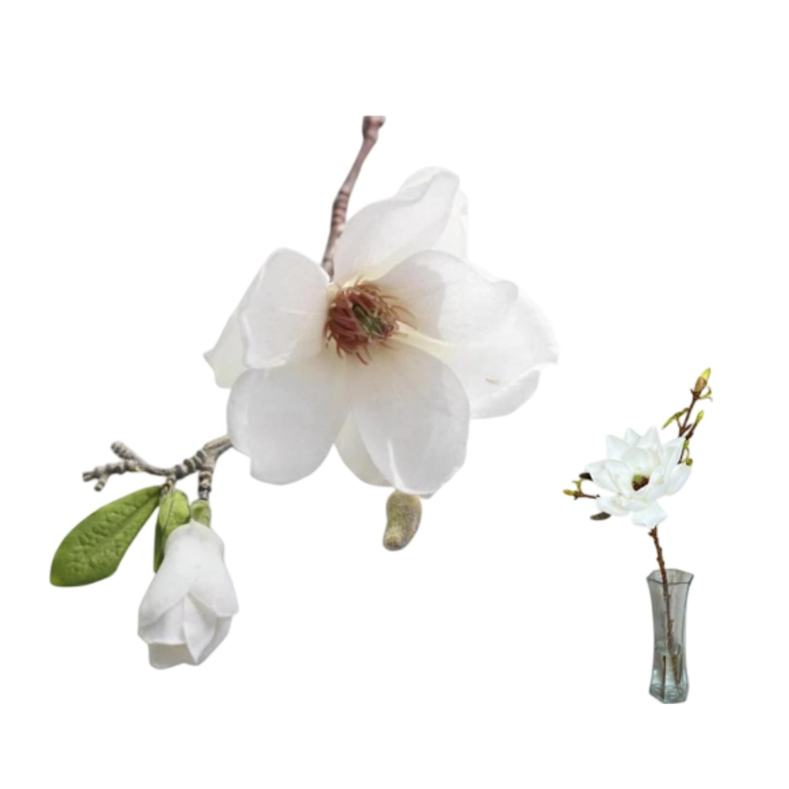 White Artificial Magnolia Fake Silk Flower Single Floral Home Decor Living Ro…